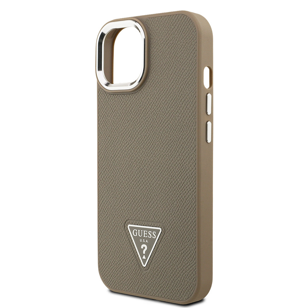 Guess iPhone 15 Orjinal Lisanslı M-safe Şarj Özellikli Grained Triangle Kılıf Guess iPhone 15 Orjinal Lisanslı M-safe Şarj Özellikli Grained Triangle Kılıf